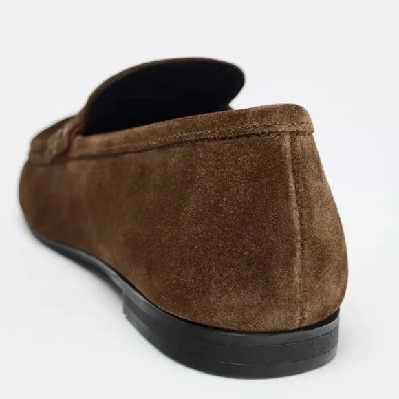 Zara Brown Suede Loafers - Picture 6 of 8